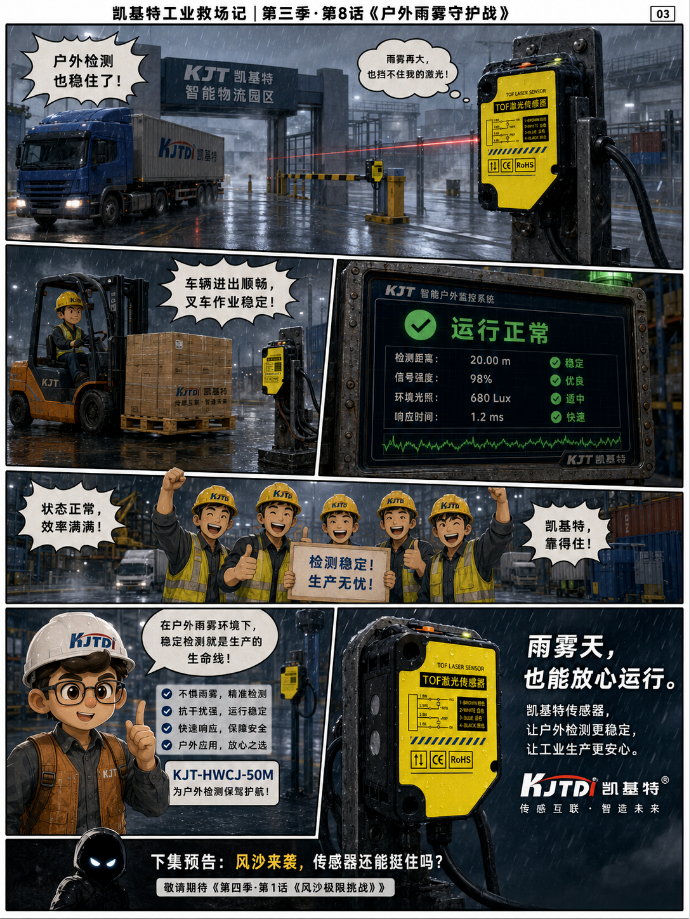 凱基特工業(yè)救場記｜KJT-HWCJ-50M TOF光電開關(guān)  ：強光、對位、缺料、雨霧，一個個穩(wěn)?。? width=