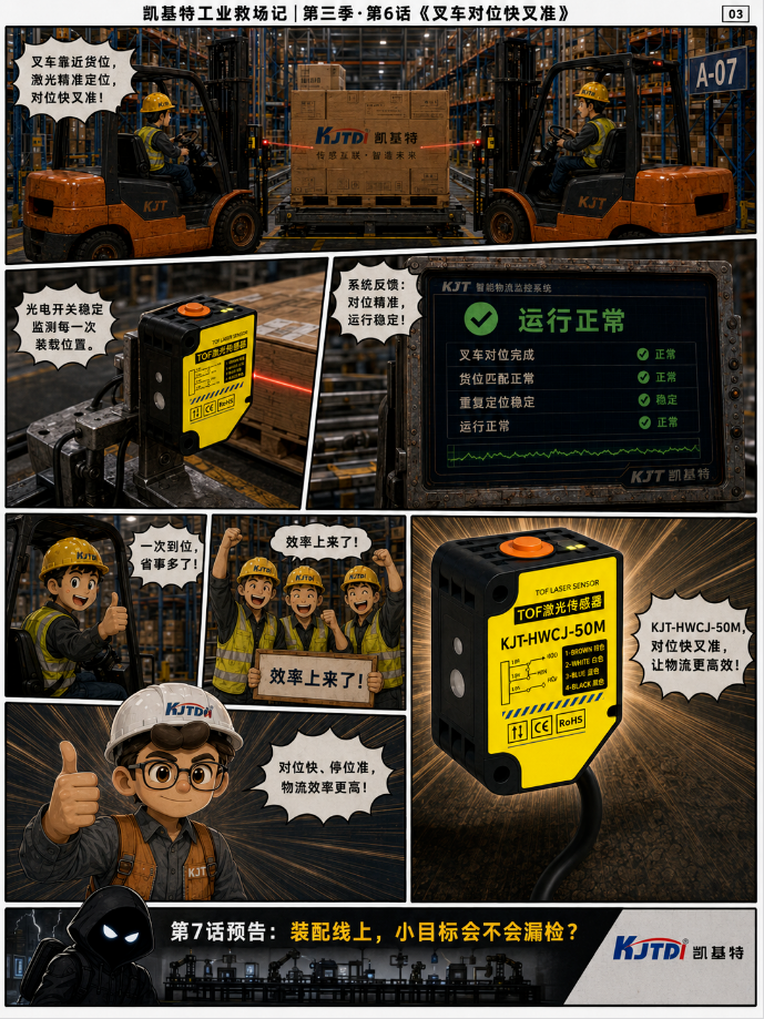 凱基特工業(yè)救場記｜KJT-HWCJ-50M TOF光電開關(guān)  ：強光、對位、缺料、雨霧，一個個穩(wěn)住！