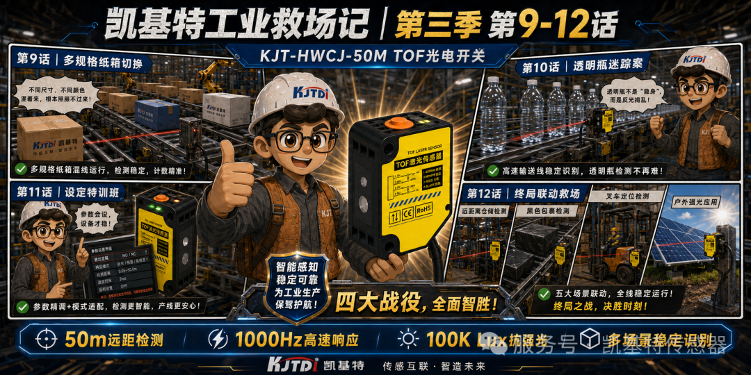 凱基特工業(yè)救場記·第三季收官｜TOF 激光光電傳感器：強(qiáng)光、對位、缺料、雨霧、多規(guī)格、透明瓶，一個(gè)都穩(wěn)！