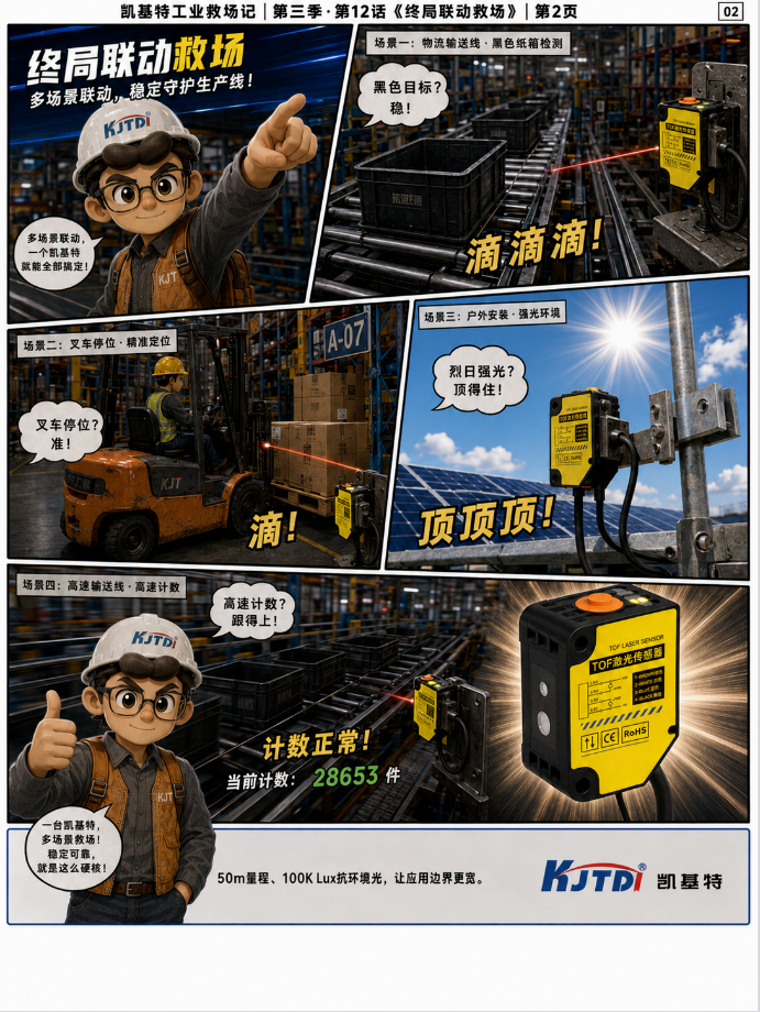 凱基特工業(yè)救場記·第三季收官｜TOF 激光光電傳感器：強(qiáng)光、對位、缺料、雨霧、多規(guī)格、透明瓶，一個(gè)都穩(wěn)！
