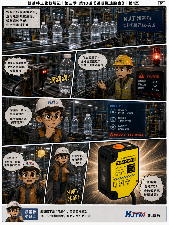 凱基特工業(yè)救場記·第三季收官｜TOF 激光光電傳感器：強(qiáng)光、對位、缺料、雨霧、多規(guī)格、透明瓶，一個(gè)都穩(wěn)！