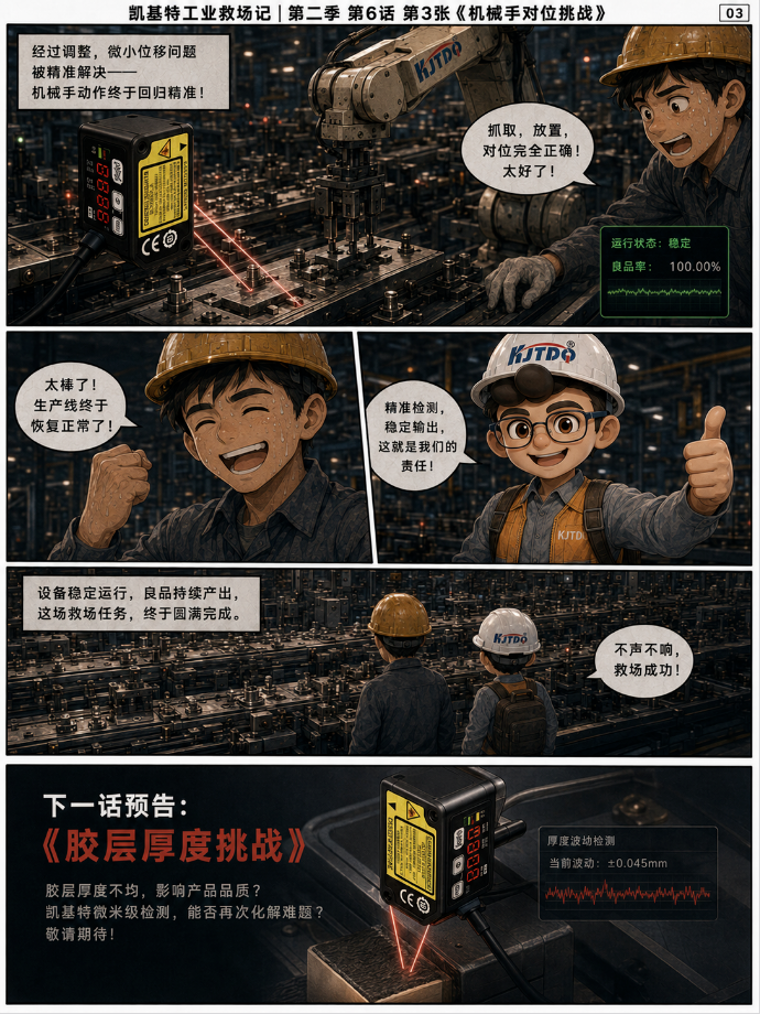 凱基特工業(yè)救場記｜CMOS微型激光位移傳感器：微米級檢測！薄片厚度  ×  翹曲變形  ×  機械手對位