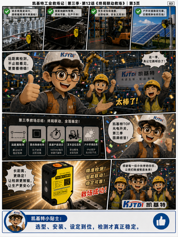 凱基特工業(yè)救場記·第三季收官｜TOF 激光光電傳感器：強(qiáng)光、對位、缺料、雨霧、多規(guī)格、透明瓶，一個(gè)都穩(wěn)！